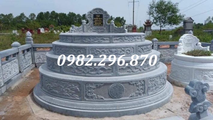 Mẫu mộ đá tròn giật 5 cấp