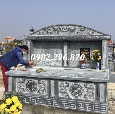 Mẫu mộ đá đôi đẹp không mái